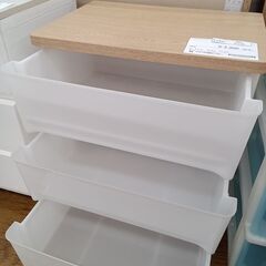 ★ジモティ割あり★  プラチェスト ホワイト×木目調 H63×D41×W55.5 クリーニング済み MT2359の画像