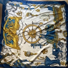 HERMES エルメススカーフ*青*78×78cm