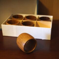 英国アンティークマーケット 木製ナプキンリング 6個セット（チーク材）の画像