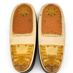 ss6775　 防寒草履 ブラウン系 23cm 冬草履 ぞうり 雨 雪 冬用 つま先カバー 柄付き 赤茶 大人 レトロ オシャレ 和服 着物 和装小物 防寒草履 中古の画像