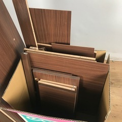 149【未組み立て】LOWYA ロウヤ キッチンカウンター NEW SHION 2 ニューシオン2 食器棚 レンジボード レンジ台 ブラウン (960771)の画像