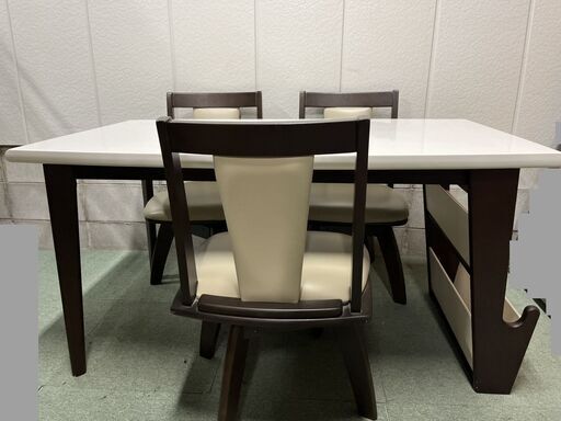 NITORI ニトリ ダイニングテーブル イス3脚セット Nイーニー 回転チェア 収納ラック 幅138cm×奥行80cm×高さ70cm