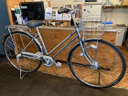 【maruishi 前輪ロック付き】 LEDオートライト　内装3段　27インチ自転車　シルバー