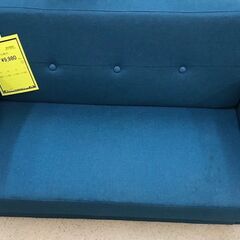 【635】2人用ソファ ブルー  幅114cm×高さ（底部）26...