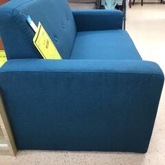 【635】2人用ソファ ブルー  幅114cm×高さ（底部）26cm×奥行き56cmの画像