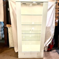 《売約済》【武蔵小山店】大塚家具　キュリオケース　ガラスケース　ガラスショーケース　ショーケース　コレクションケース　飾り棚　ダウンライト　照明　付き　下段収納　の画像