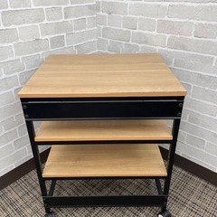 デスクサイドワゴン　棚　木目　プリンター台　の画像