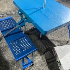 「お取引中」アウトドア イス テーブル パラソル セット　バーベキューなどに！の画像