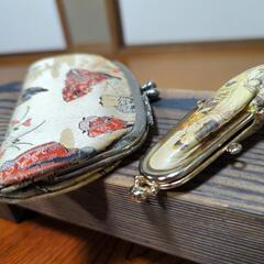 （お取り置き）古美術　西陣織源氏物語と豚革の印鑑入れの画像