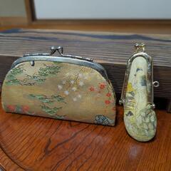 （お取り置き）古美術　西陣織源氏物語と豚革の印鑑入れの画像