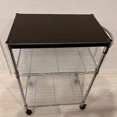 木目調　キッチンワゴン　3段ラック　レンジ台