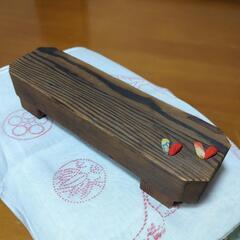 古道具　屋久杉の飾り台　縮緬鼻緒　木目と杢（もく）手作り　