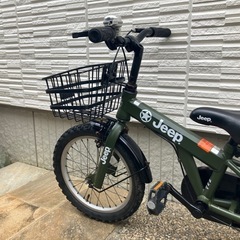 Jeep 16インチ 自転車 オリーブグリーン 補助輪付きの画像