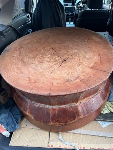 特大すり鉢、すり鉢、餅うす、座卓、一本木輪切りテーブル、蕎麦打ち、