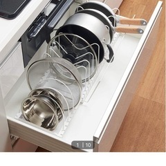 【決まりました！！】ニトリ　伸縮ザルボウルフライパンスタンド　幅...