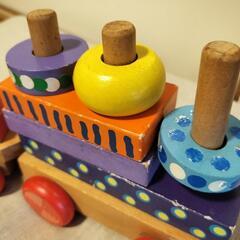 汽車のつみき 木のつみき 木のおもちゃの画像
