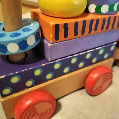 汽車のつみき 木のつみき 木のおもちゃの画像