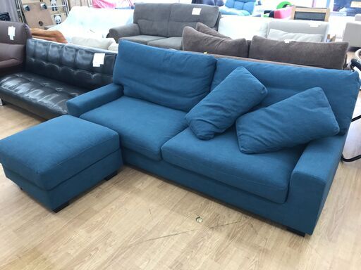 ★ジモティ割あり★  L字ソファ ブルー クリーニング済み KJ6315