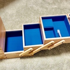 【昭和レトロ】アンティーク　木製　裁縫箱　の画像