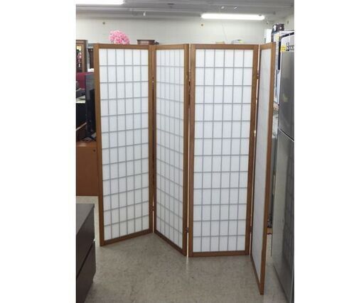 和風 パーテーション 4連 全長180cm 高さ150cm 障子風 茶色枠の衝立 ついたて 間仕切り☆ 札幌市 北区 屯田 