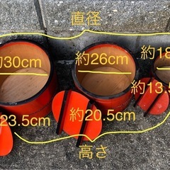 赤い塗りのおひつ？　３つ組　の画像