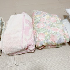 掛ふとん セット 毛布 タオルケット シングル 5枚 花柄 ペットにもの画像