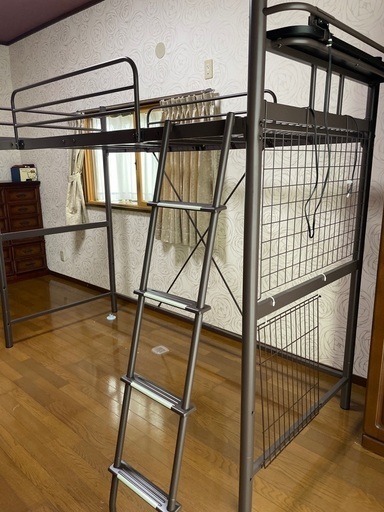 ロフトベッド　パイプ　ダークブラウン