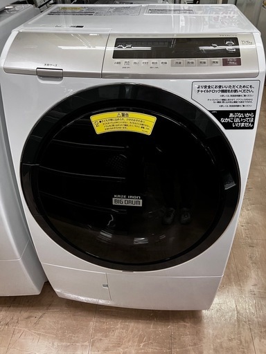 HITACHI日立11/6.0kgドラム式洗濯機BD-SV110Eビックドラム乾燥機ホワイト１９年式ナイアガラ洗浄No.3588現金、クレジット、スマホ決済対応
