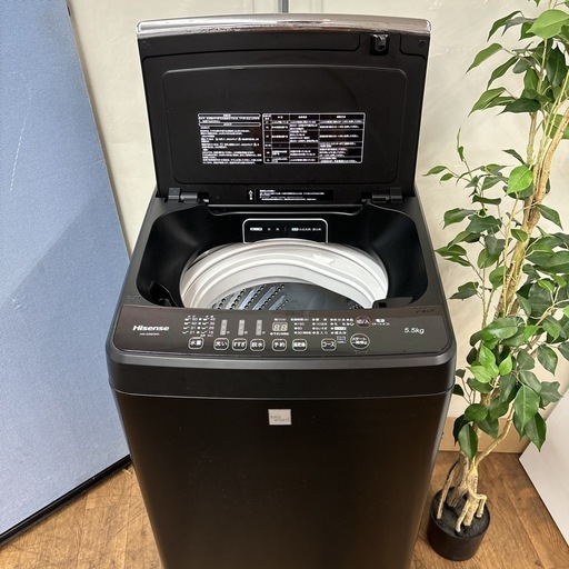 I392 ? スタイリッシュなマットブラック Hisense 洗濯機 （5.5㎏) ⭐ 動作確認済 ⭐ クリーニング済
