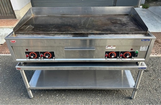 【動確済み】2016年 業務用 マルゼン 卓上 電気グリドル&置き台セット MEG-126 三相 200V 幅1200×奥600×高さ880 鉄板焼き グリラー 大阪