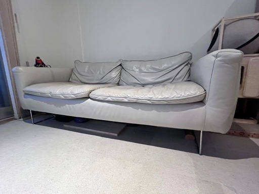 イタリア製本革三人掛けソファー　訳あり