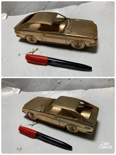 昭和レトロ　トヨタ旧車カローラ・スプリンター当時物　金メッキ金属製　