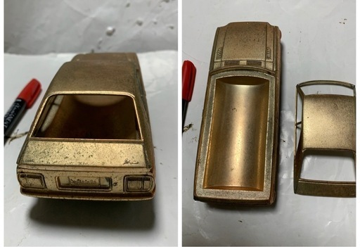 昭和レトロ　トヨタ旧車カローラ・スプリンター当時物　金メッキ金属製　