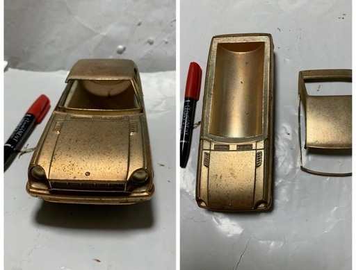 昭和レトロ　トヨタ旧車カローラ・スプリンター当時物　金メッキ金属製　