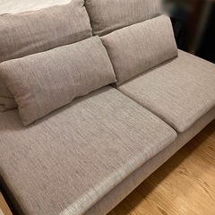 値下げ中【美品!】IKEA ソファ SÖDERHAMN ソーデルハムン 3人掛けコンパクトソファセクション, ヴィーアルプ ベージュ/ブラウンの画像