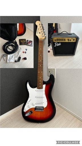【良品】付属品多数左利きレフティエレキギター　アンプ　弦　張り替えセット