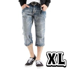 [バレッタ]ワインレッドステッチ ストレートデニムパンツ ジーン...