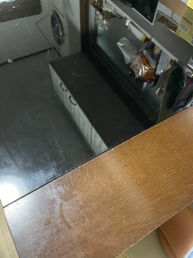 【売約済み】ガラス延長テーブル　ダイニングテーブル　椅子4脚