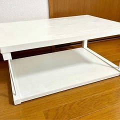 中古 テレビ台 プリンタ台　ホワイト 木目調棚板