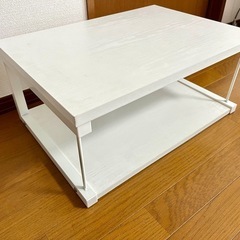 中古 テレビ台 プリンタ台　ホワイト 木目調棚板の画像