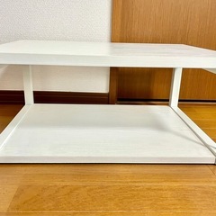 中古 テレビ台 プリンタ台　ホワイト 木目調棚板の画像