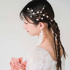 【美品】2点セット　ブライダルヘッドドレス パール ゴールド　アクセサリー　ヘアアクセサリー　結婚式　ジュエリー　ウェディングアクセサリー　ブライダルアクセサリー　の画像