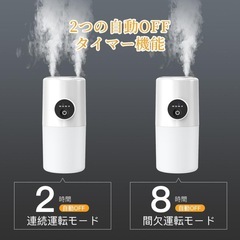 【新品】加湿器 充電式 ダブル噴霧 2/8hタイマー  超音波式の画像