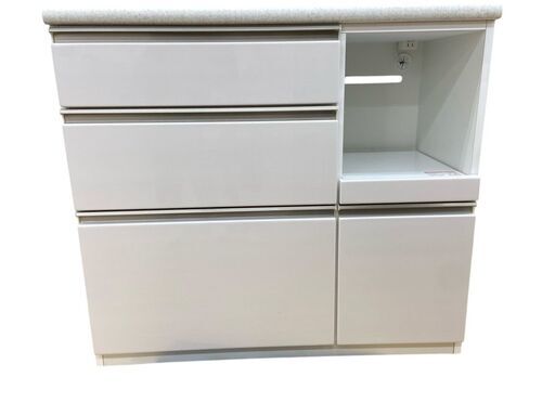 【REGASTOCK 川崎店】ニトリ キッチンカウンター 幅100cm アルミナ2 ホワイト 食器棚