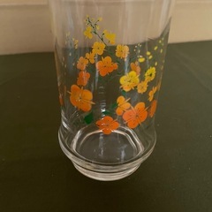 アデリア　花柄タンブラー　昭和レトロ　未使用　当時物　長期保管品　アデリアグラスの画像