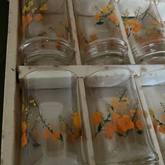 アデリア　花柄タンブラー　昭和レトロ　未使用　当時物　長期保管品　アデリアグラスの画像