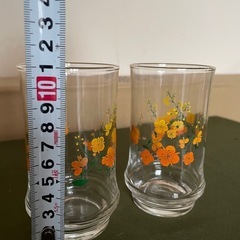 アデリア　花柄タンブラー　昭和レトロ　未使用　当時物　長期保管品　アデリアグラスの画像