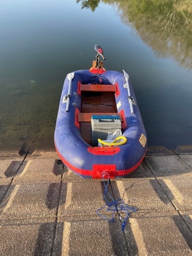 訳ありアキレスゴムボート ハンドエレキ ボート釣り用品1式