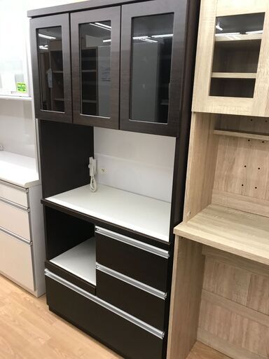 ★ジモティ割あり★  食器棚 茶色 H183×W90×D47 クリーニング済み KJ6337