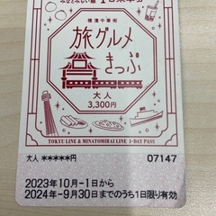 無料！東急線1日乗車券2024年9月30日有効期限